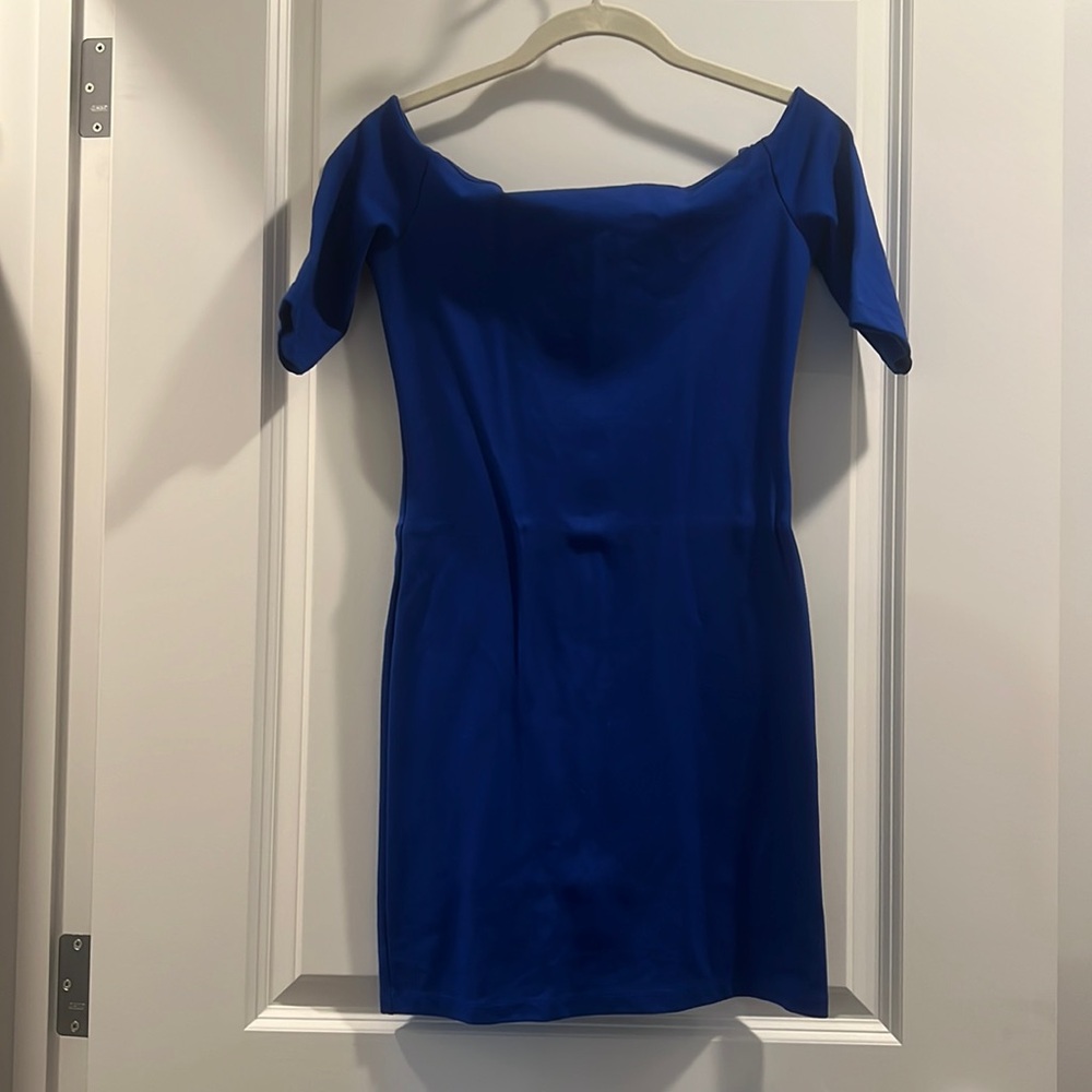 Royal blue off the shoulder dress